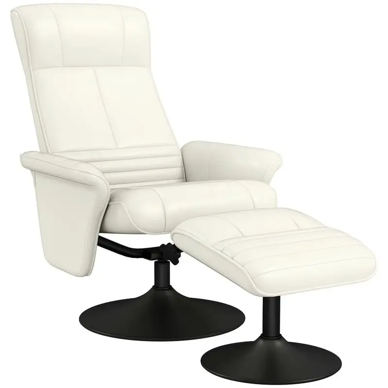 Swivel Recliner Chair with Ottoman, Cream White