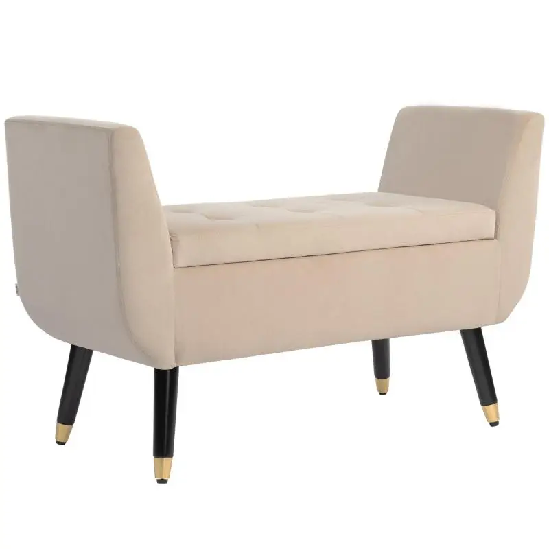 Upholstered Storage Bench with Armrests, 107 x 42 x 65 cm