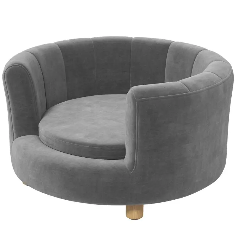 Elevated Pet Bed with Cushion, Grey