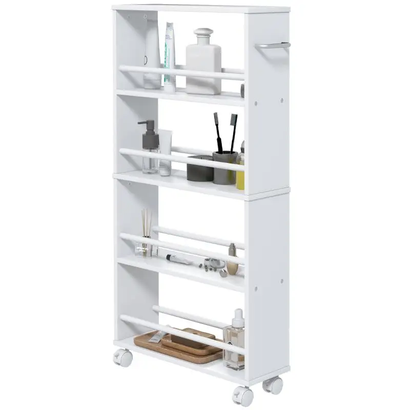 Narrow Rolling Trolley, 4 Tier, 45 x 15 x 91 cm