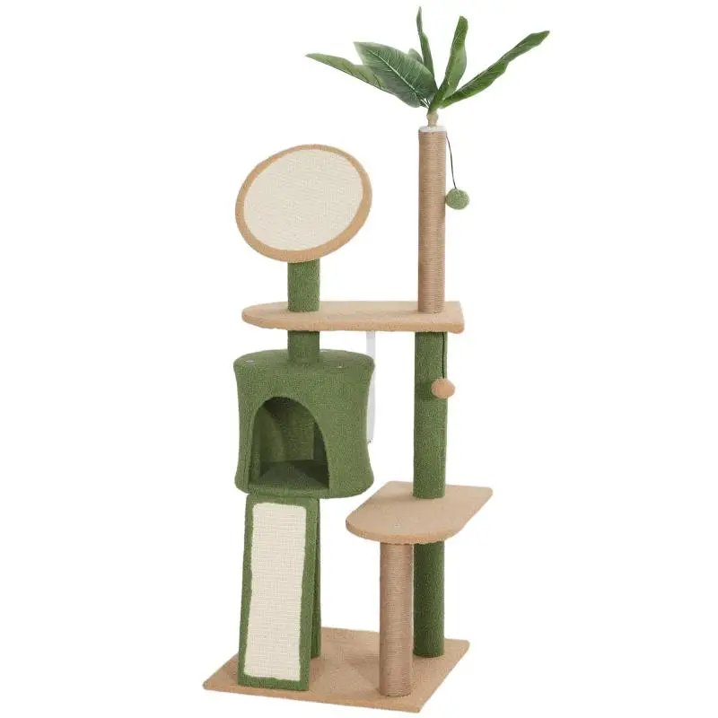 Cat Tree with Cave and Play Balls, 139 cm, Green