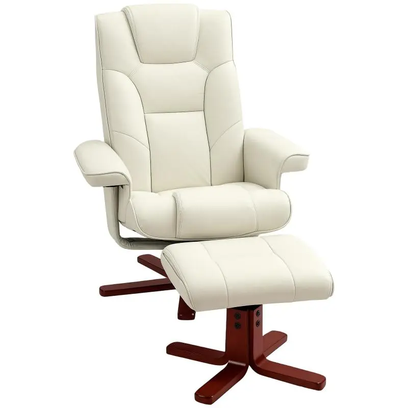 Recliner Chair with Ottoman, Cream White
