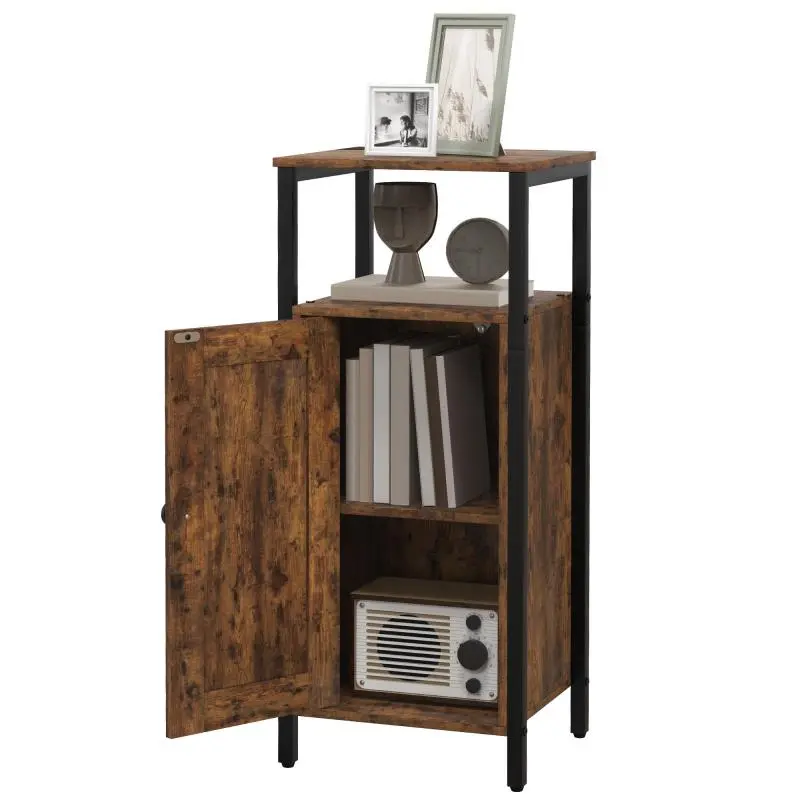 Side Table with Storage and Adjustable Shelf
