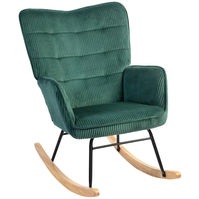 Rocking chair, beechwood runners, thick padding, dark green, up to 120 kg