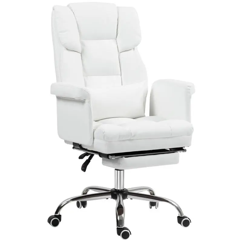 Ergonomic Office Chair with Footrest, White