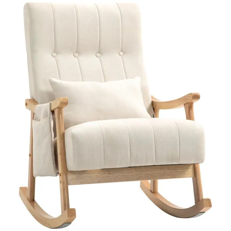 Rocking Chair with Lumbar Cushion, Grey