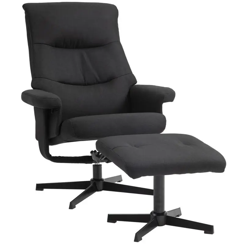 Recliner Chair with Ottoman, Swivel, Black