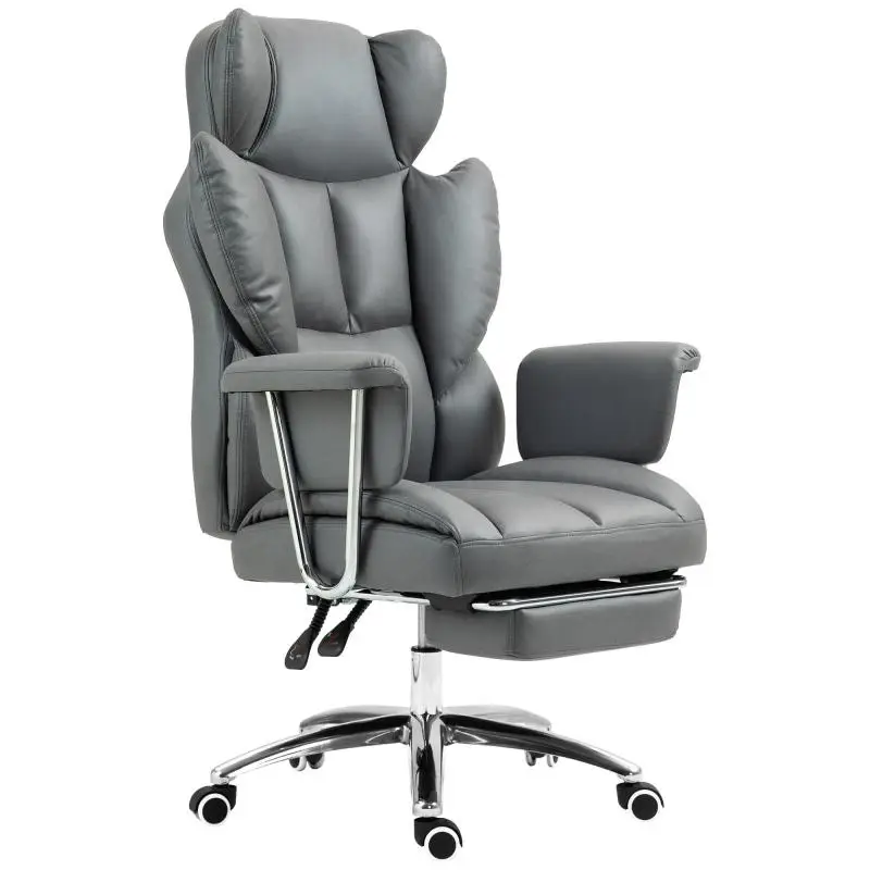 Ergonomic Office Chair with Footrest, Dark Grey