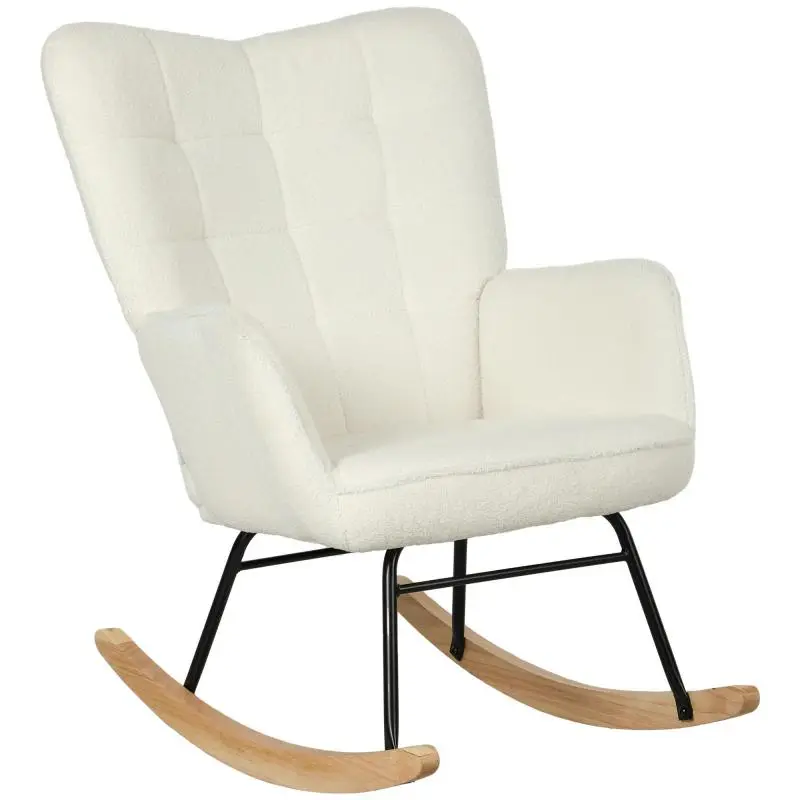 Rocking Chair with Armrests, White