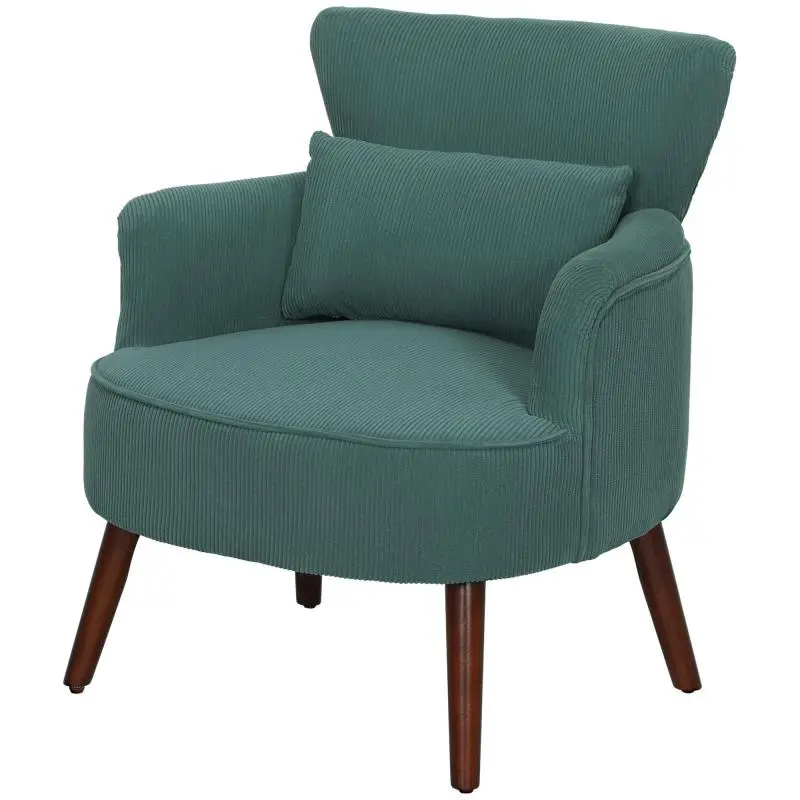 Upholstered Armchair with Lumbar Pillow, Cream White
