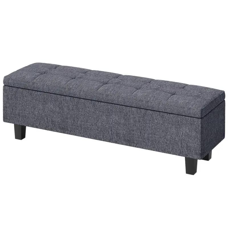 Upholstered Storage Bench, 138 cm, Dark Grey
