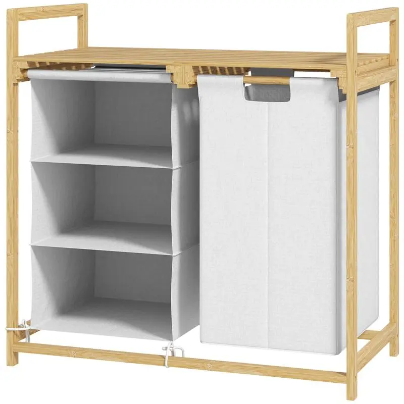 Laundry Hamper with Shelves and Fabric Bags