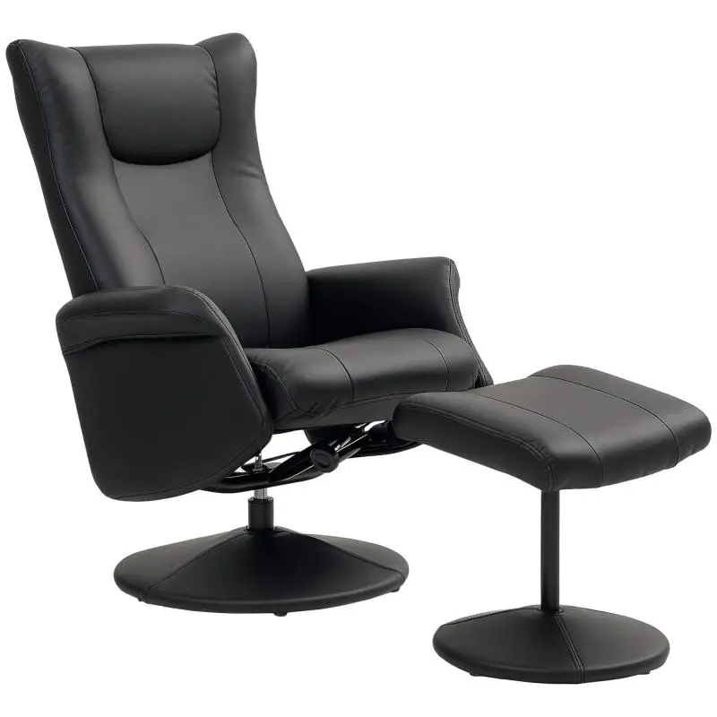Reclining Chair with Ottoman, Black