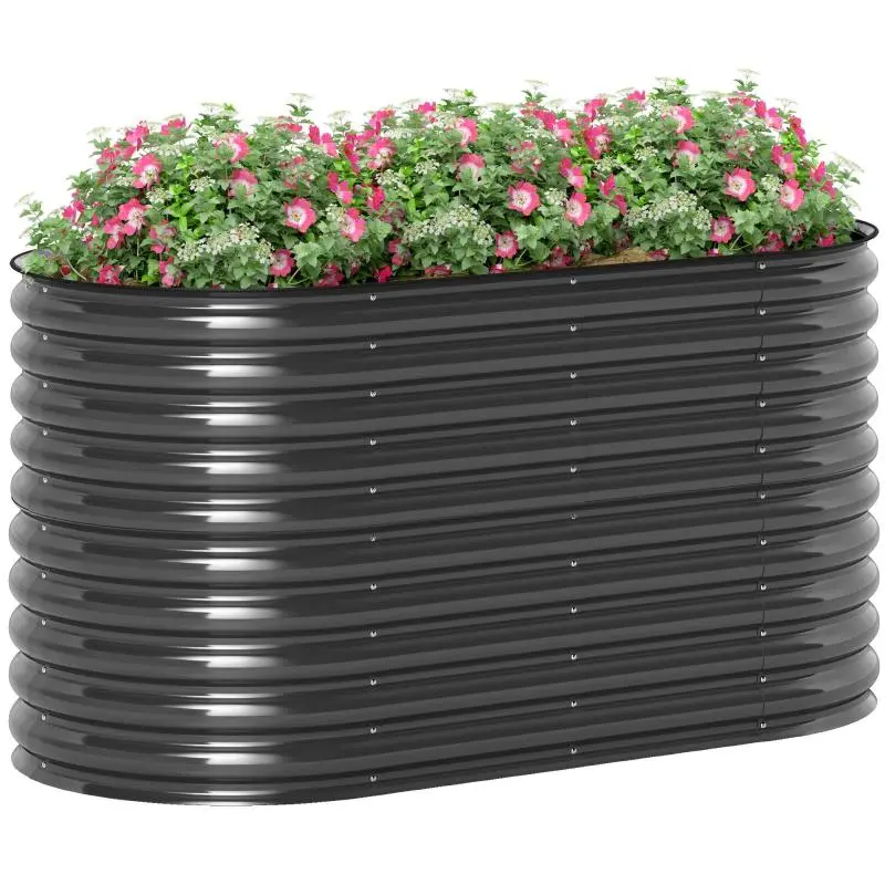 Metal Raised Bed, 160 x 80 x 80 cm, Dark Grey