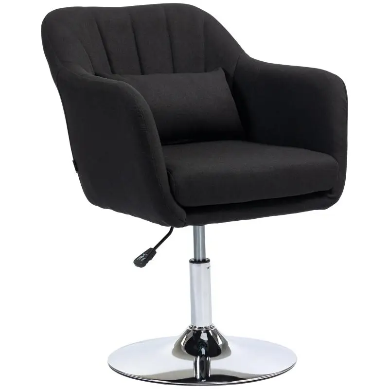 Swivel chair, height-adjustable office chair, linen-like polyester, metal, 60 x 60 x 79-91 cm, black
