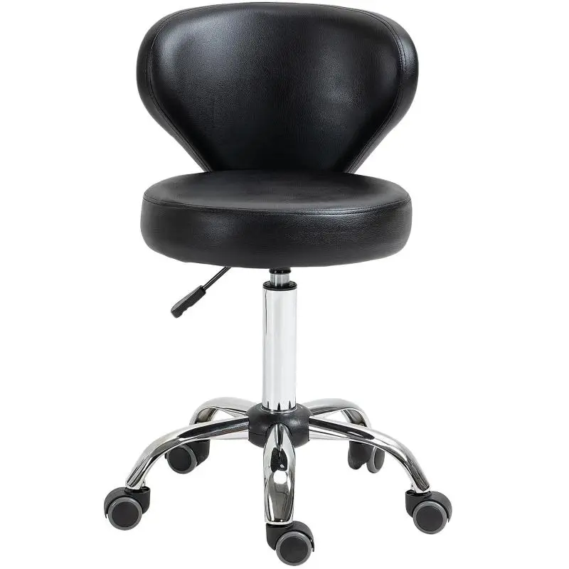 Height-Adjustable Salon Stool with Backrest