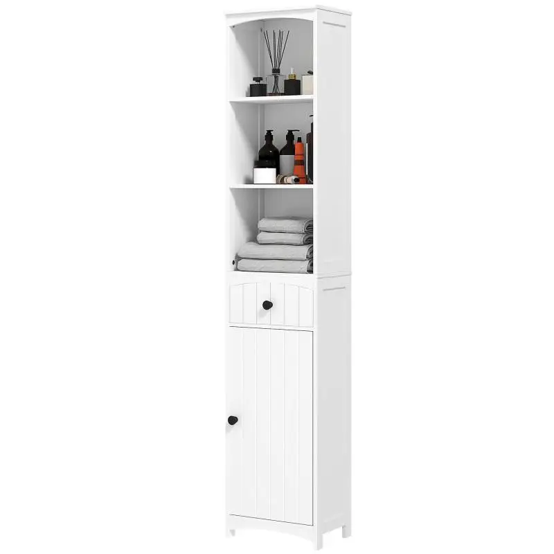 Bathroom Cabinet with 3 Shelves and Drawer, White