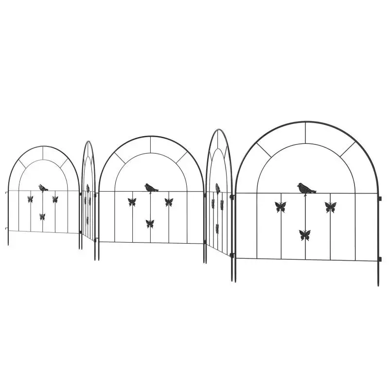 Set of 5 Garden Fence Panels, Black, 300 cm