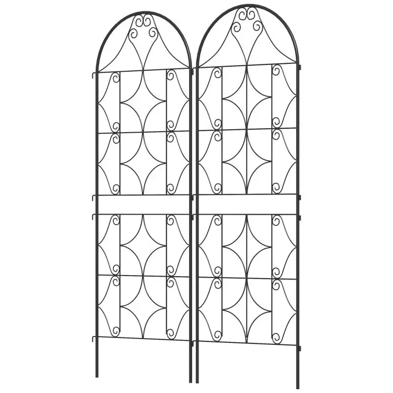 Set of 2 Metal Trellises, 50 × 150 cm, Black