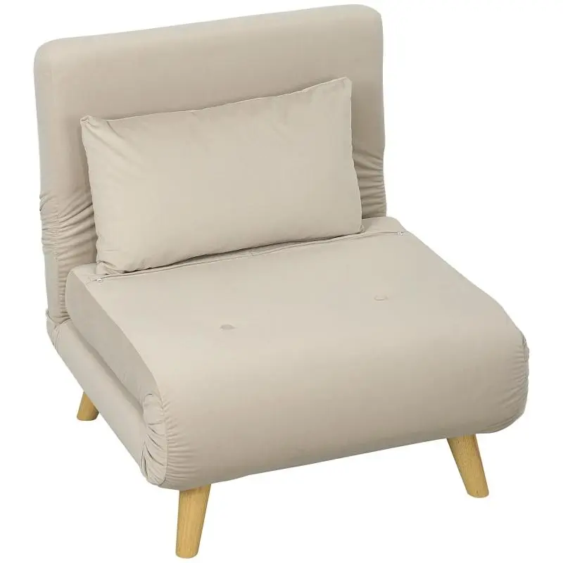 Folding Armchair with Bed Function, Beige