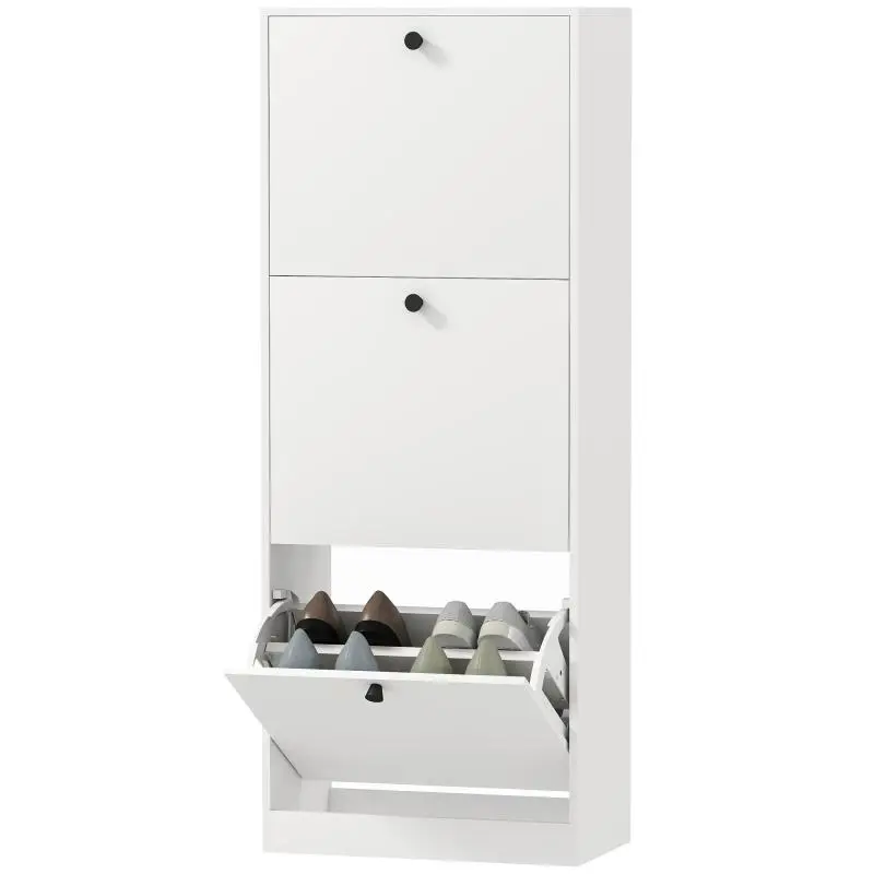 Shoe Cabinet with 3 Drawers, White