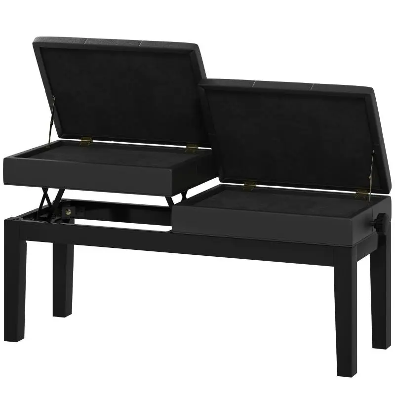 Piano Bench with Double Adjustable Seat