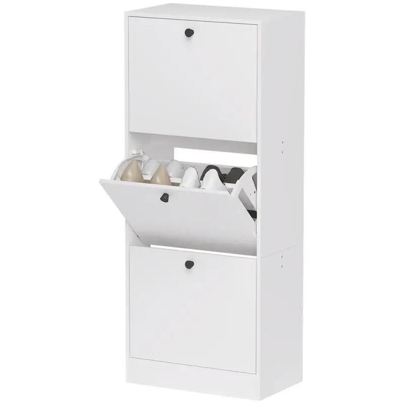 Shoe Cabinet with 3 Fold-Down Compartments