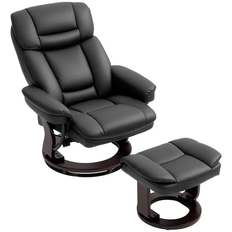 Recliner Chair with Footstool, Cream White