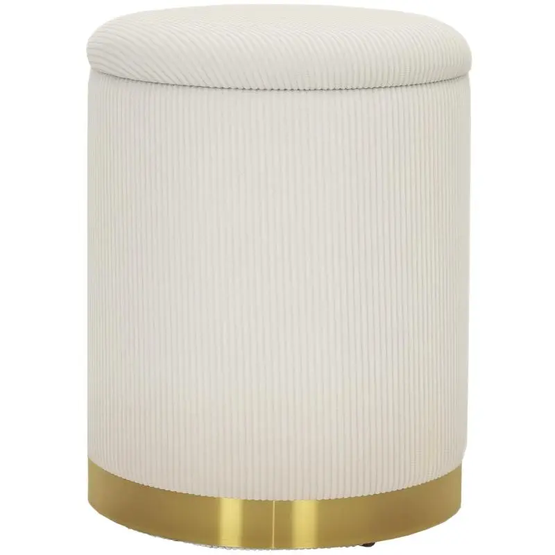 Foldable Storage Ottoman, 36 cm, Cream White