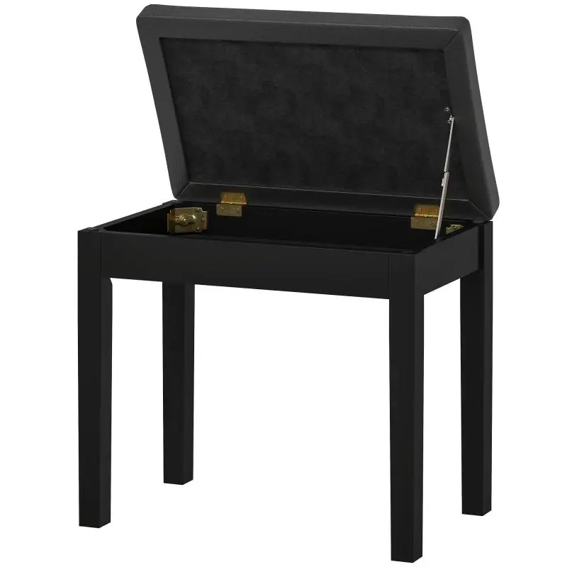 Piano Bench with Storage, Black