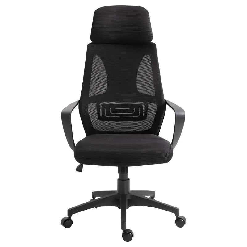Office Chair with Headrest and Lumbar Support, Black
