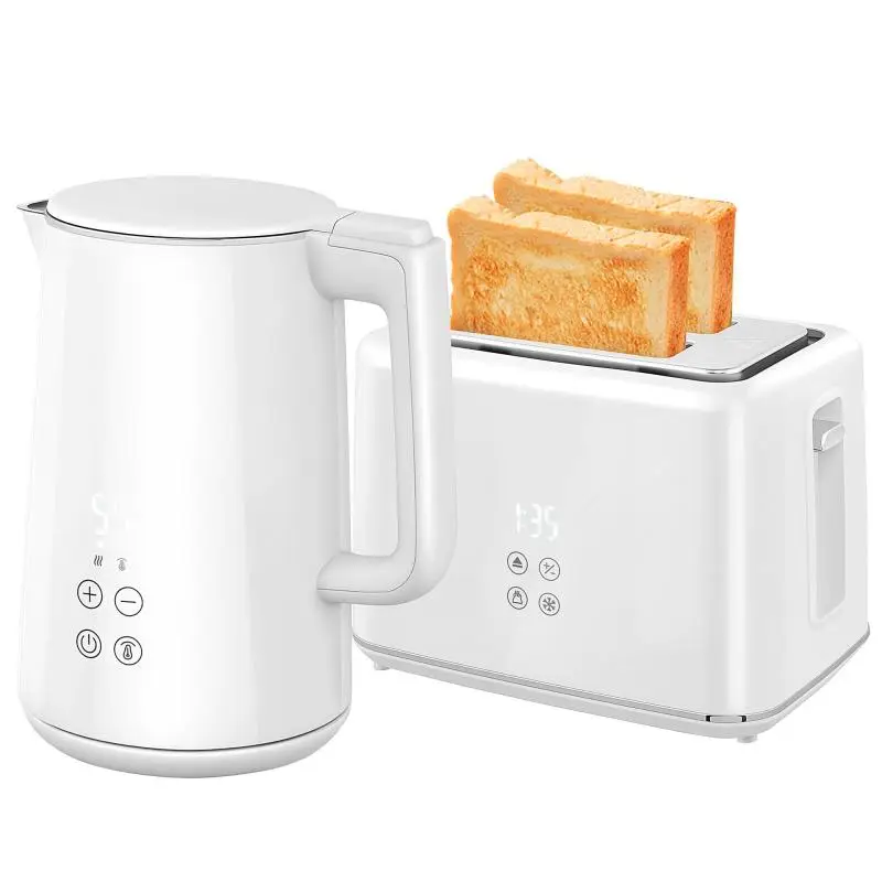 Electric Kettle and Toaster Set, White