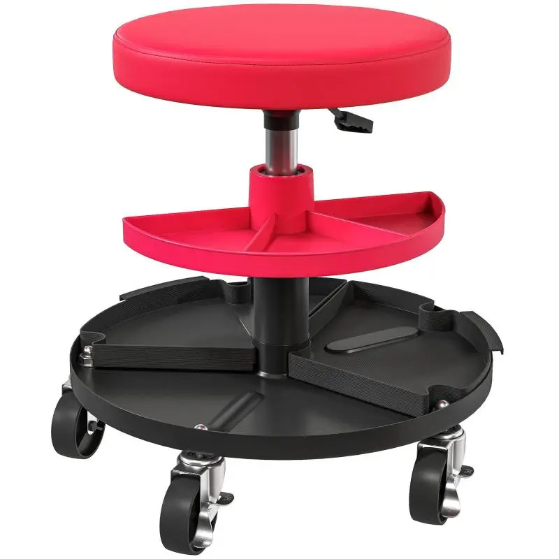 Height-Adjustable Mobile Work Stool with Wheels