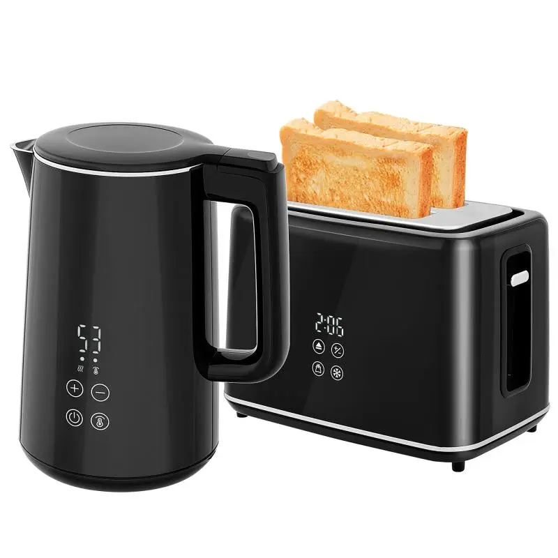Kitchen Kettle and Toaster Set, Black