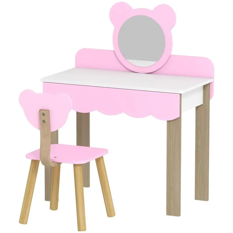 Children’s Vanity Set with Stool, Pink