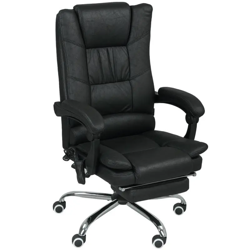 Massage chair/office chair with massage function, including footrest, height adjustable, 64 cm x 70 cm x 118 cm, black