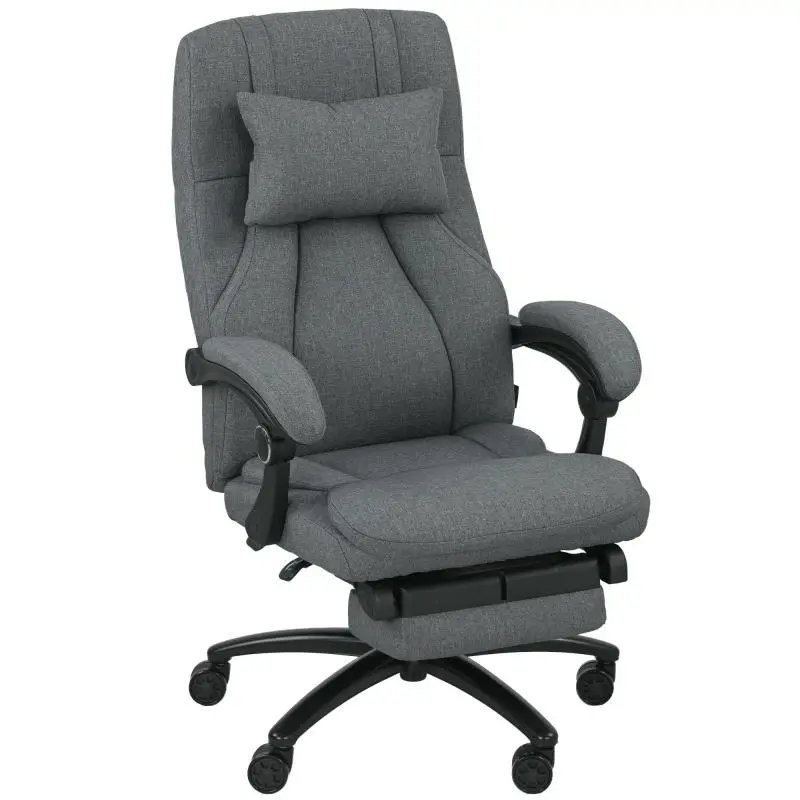 Massage Office Chair with Footrest, Dark Grey