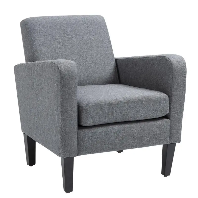 Accent Chair with Wooden Legs, Light Grey