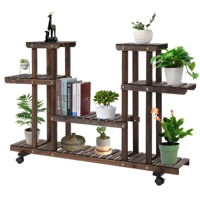 Tiered Plant Stand with 6 Shelves and Castors
