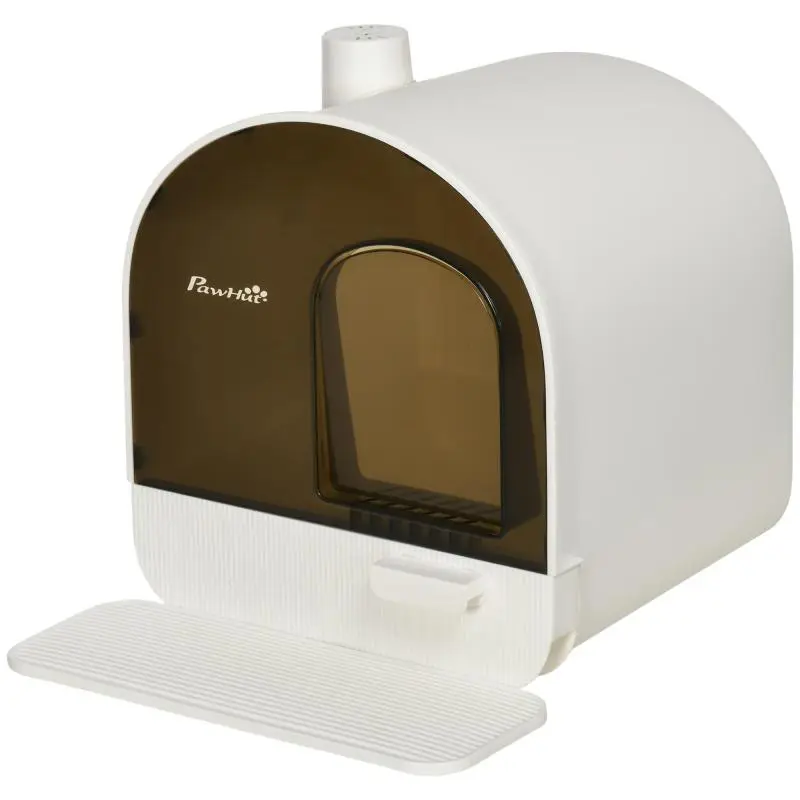 Enclosed Cat Litter Box with Filter, Black and White