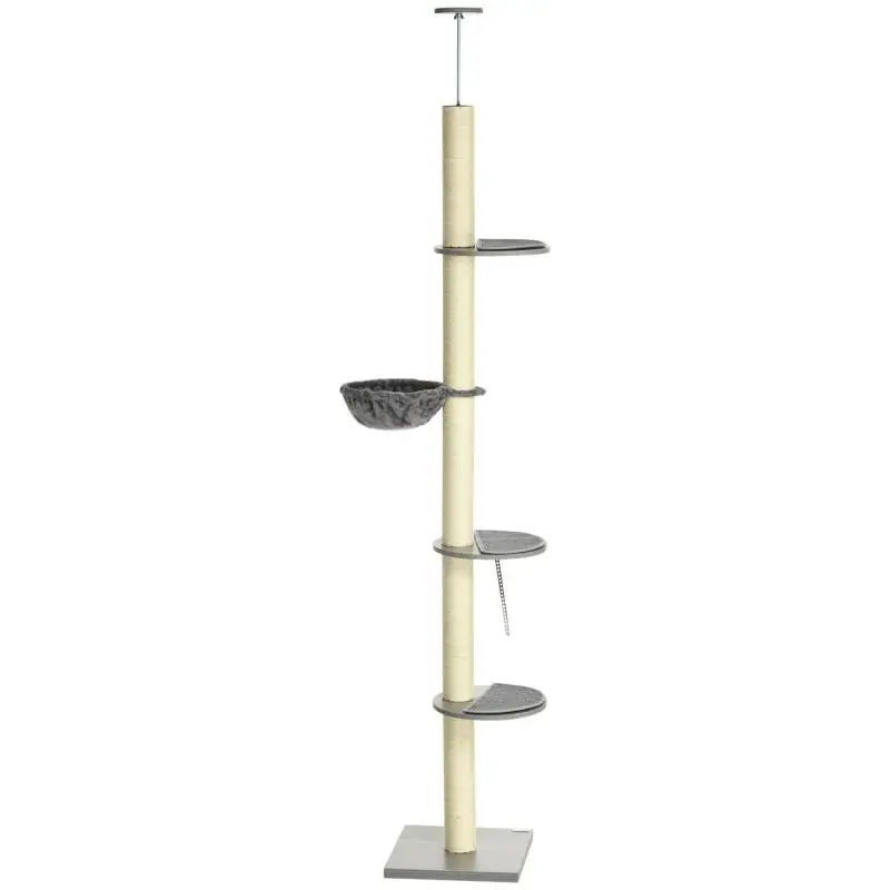 Ceiling-High Cat Tree with Hammock, 230–250 cm