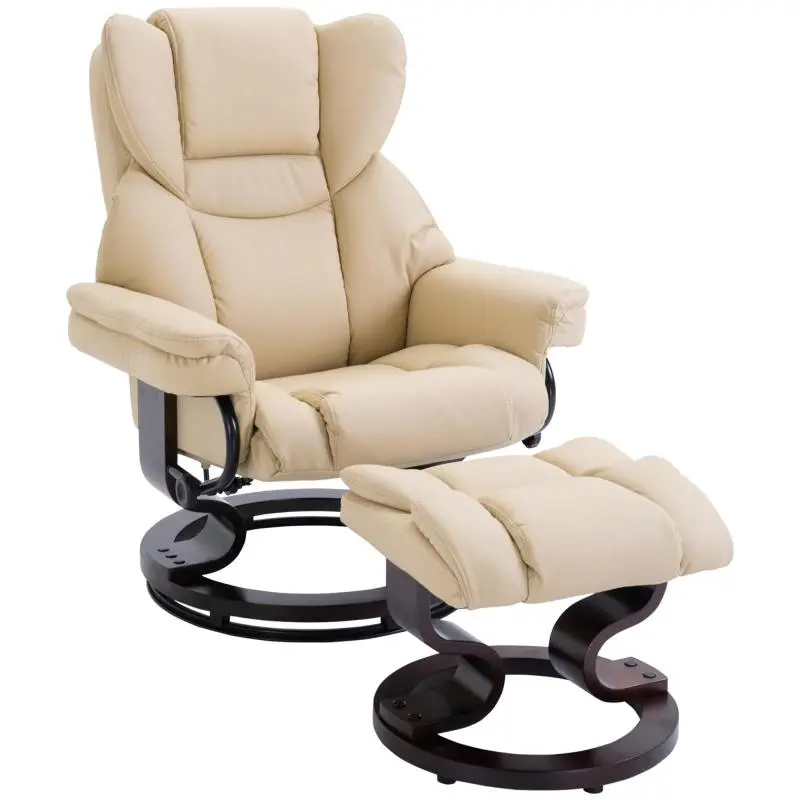 Recliner Chair with Ottoman, Cream