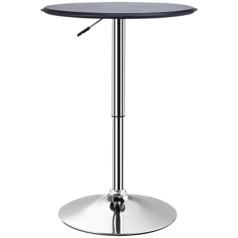 Height-Adjustable Bar Table, Black and Silver