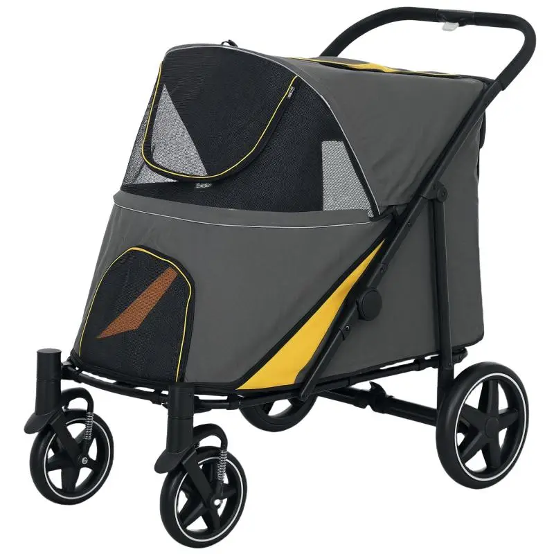Foldable Dog Stroller, Dark Grey