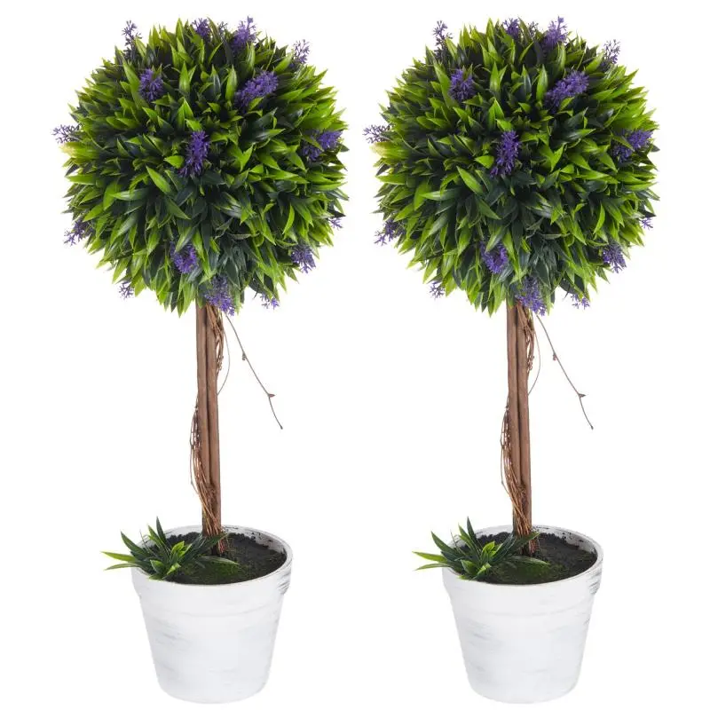 Set of 2 Artificial Lavender Trees, 60 cm