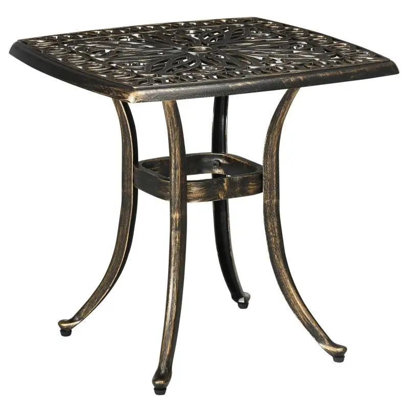 Cast Aluminium Garden Table with Parasol Hole, 54 cm