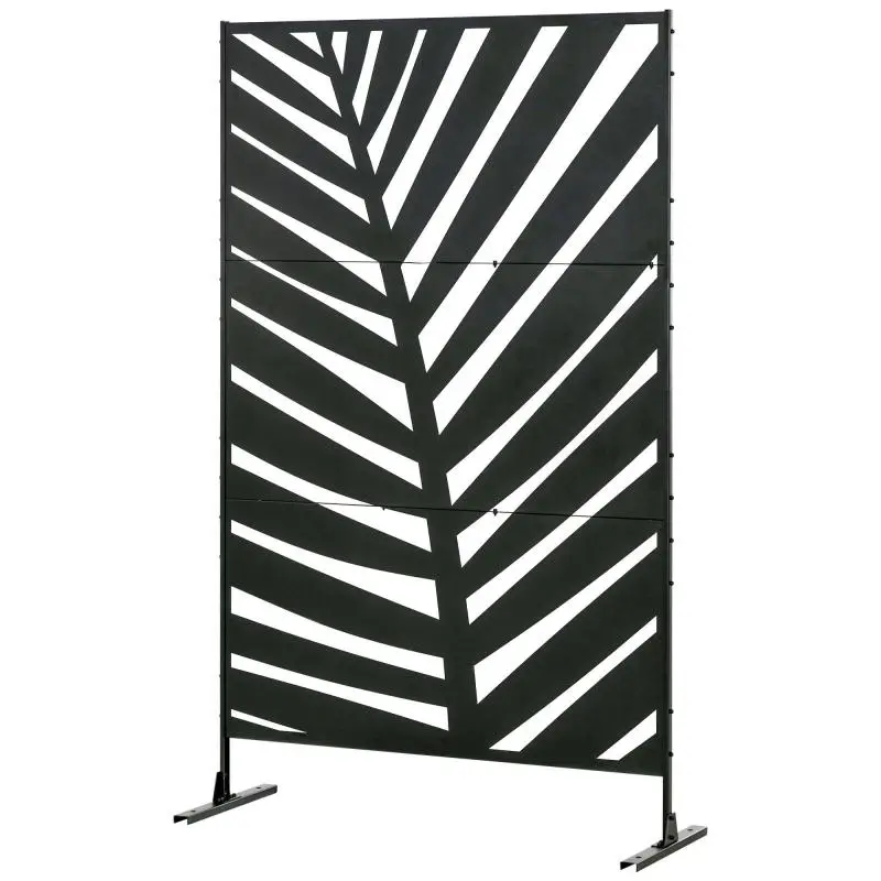 Outdoor Privacy Screen, Palm Leaf Design, Black