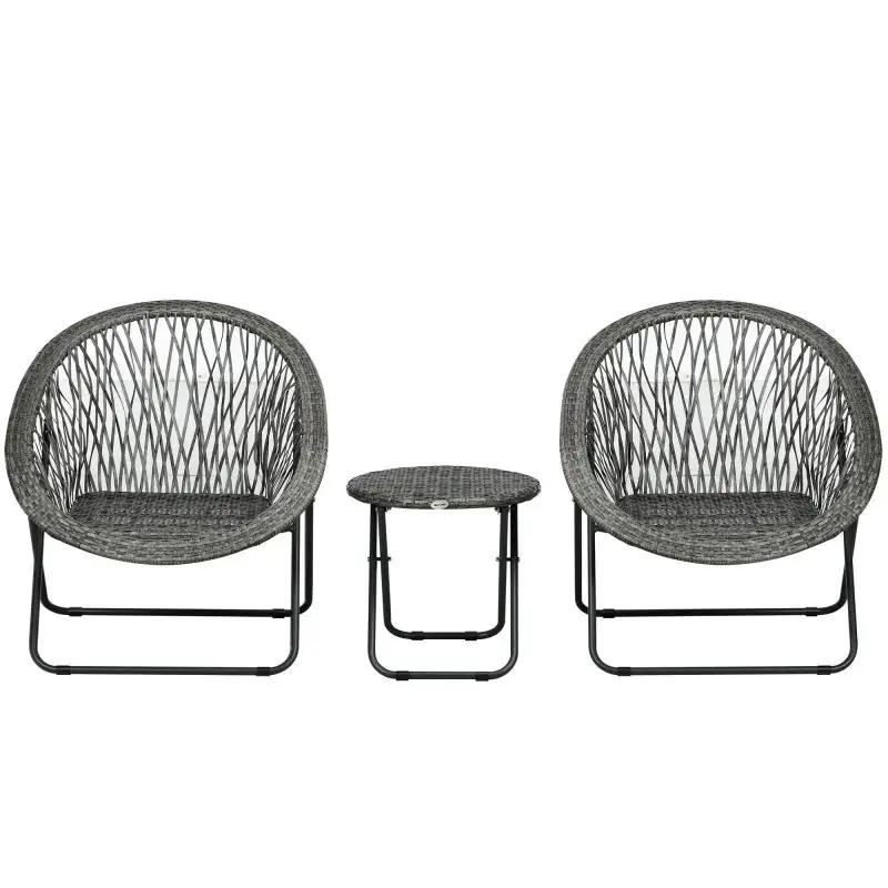 3-Piece Garden Furniture Set, Foldable, Grey