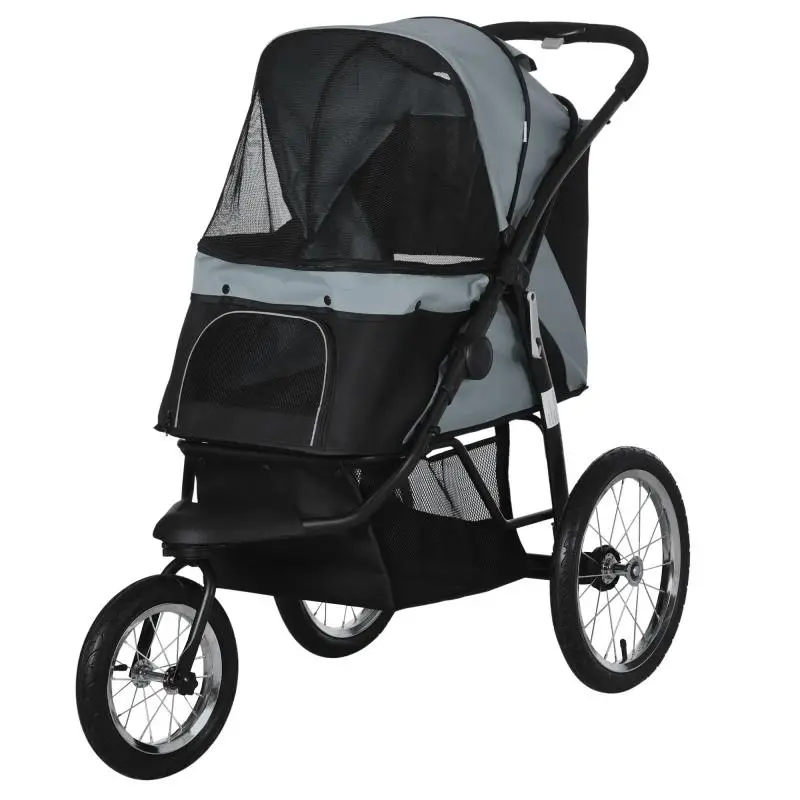 Foldable Dog Stroller with Sun Canopy, Red