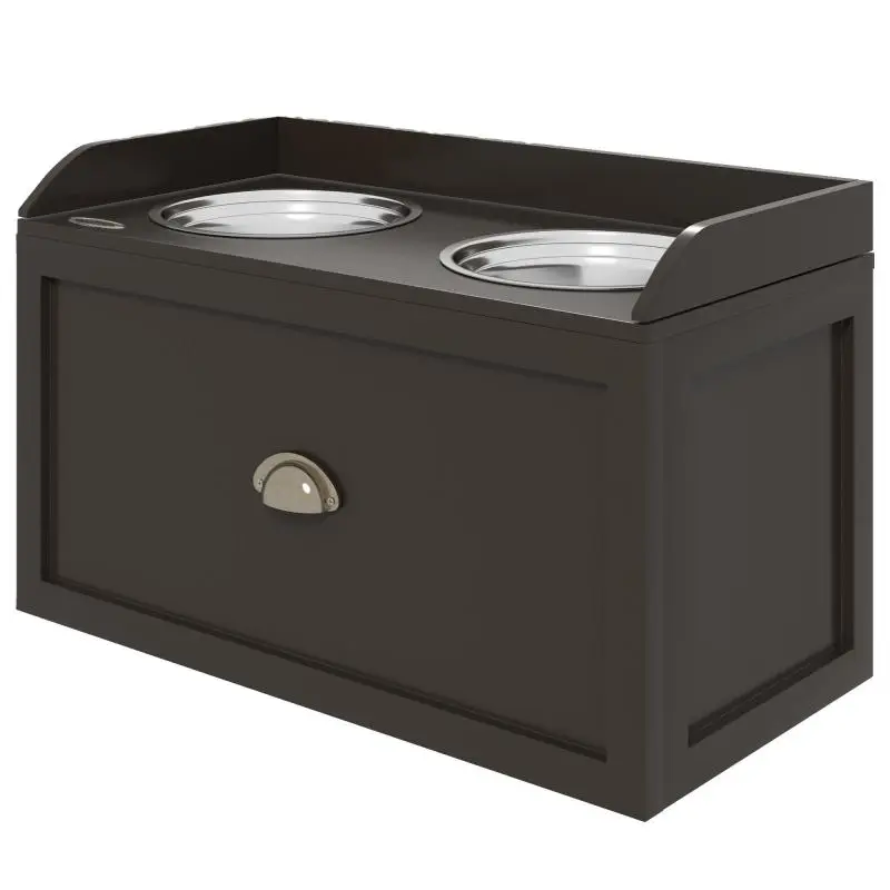 Elevated Feeding Station with 2 Bowls and Storage Drawer